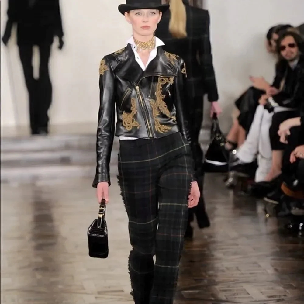 Ralph Lauren Fall ‘12 Green Plaid Fringe Trim Wool Trouser - Picture 5 of 16